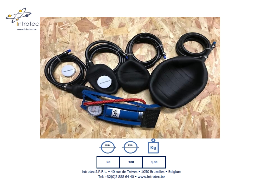 OB/PVC-4 Pc (Dn 50-75-100-150 avec pompe) Obturateur en Pvc Palloni otturatori in Pvc Obturador de tubería de PVC Buisafsluiter in Pvc Opblaasbare buisafluiter